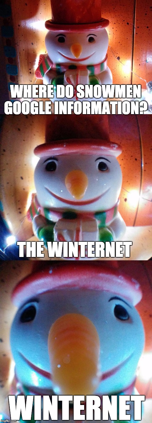 SnowJoke: Where do snowmen google information? The Winternet! | WHERE DO SNOWMEN GOOGLE INFORMATION? THE WINTERNET WINTERNET | image tagged in google,internet,winternet,letsgetwordy,snowman,snowjoke | made w/ Imgflip meme maker