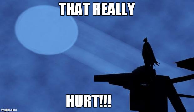 batman signal | THAT REALLY HURT!!! | image tagged in batman signal | made w/ Imgflip meme maker
