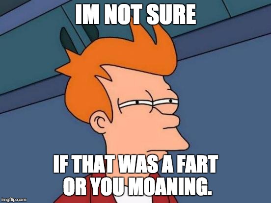 Futurama Fry Meme | IM NOT SURE IF THAT WAS A FART OR YOU MOANING. | image tagged in memes,futurama fry | made w/ Imgflip meme maker