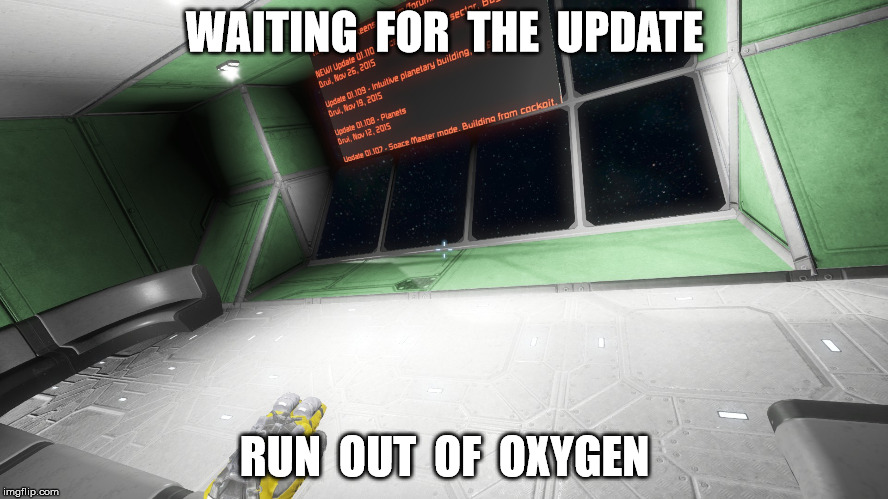 WAITING  FOR  THE  UPDATE RUN  OUT  OF  OXYGEN | made w/ Imgflip meme maker