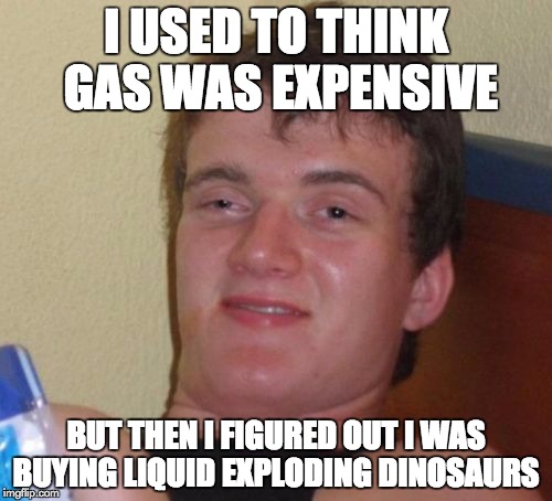10 Guy | I USED TO THINK GAS WAS EXPENSIVE BUT THEN I FIGURED OUT I WAS BUYING LIQUID EXPLODING DINOSAURS | image tagged in memes,10 guy | made w/ Imgflip meme maker