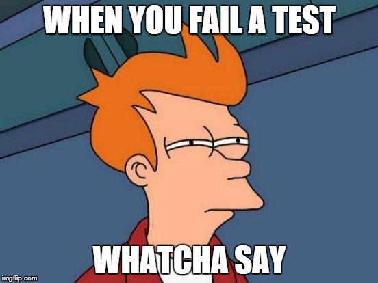 Futurama Fry | WHEN YOU FAIL A TEST WHATCHA SAY | image tagged in memes,futurama fry | made w/ Imgflip meme maker