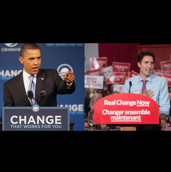 High Quality change buzzword obama justin trudeau copy cat copycat Blank Meme Template