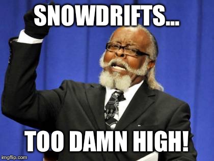 Too Damn High Meme | SNOWDRIFTS... TOO DAMN HIGH! | image tagged in memes,too damn high | made w/ Imgflip meme maker