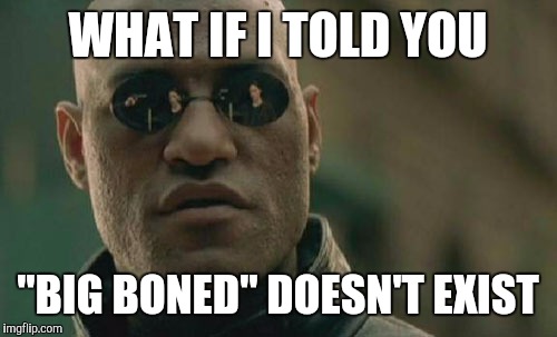 For you fat people, that must suck ^w^  | WHAT IF I TOLD YOU "BIG BONED" DOESN'T EXIST | image tagged in memes,matrix morpheus | made w/ Imgflip meme maker
