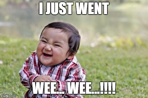 Evil Toddler Meme | I JUST WENT WEE... WEE...!!!! | image tagged in memes,evil toddler | made w/ Imgflip meme maker