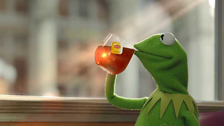 Kermit drinking tea Blank Meme Template