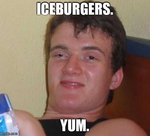 10 Guy Meme | ICEBURGERS. YUM. | image tagged in memes,10 guy | made w/ Imgflip meme maker