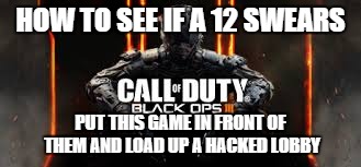 Call Of Duty | HOW TO SEE IF A 12 SWEARS PUT THIS GAME IN FRONT OF THEM AND LOAD UP A HACKED LOBBY | image tagged in call of duty | made w/ Imgflip meme maker