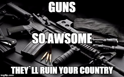 Guns | GUNS THEY`LL RUIN YOUR COUNTRY SO AWSOME | image tagged in guns,catsniper,cats,law,country,usa | made w/ Imgflip meme maker