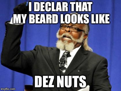 Too Damn High Meme | I DECLAR THAT MY BEARD LOOKS LIKE DEZ NUTS | image tagged in memes,too damn high | made w/ Imgflip meme maker