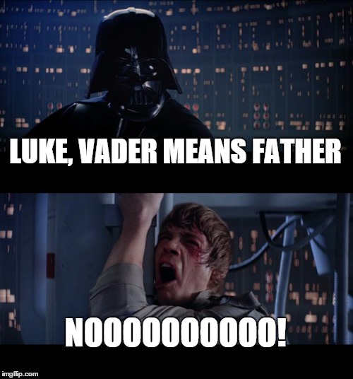 Star Wars No Meme | LUKE, VADER MEANS FATHER NOOOOOOOOOO! | image tagged in memes,star wars no | made w/ Imgflip meme maker