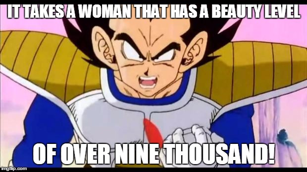 Over Nine Thousand | IT TAKES A WOMAN THAT HAS A BEAUTY LEVEL OF OVER NINE THOUSAND! | image tagged in over nine thousand | made w/ Imgflip meme maker
