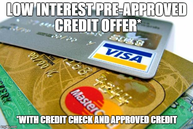 LOW INTEREST PRE-APPROVED CREDIT OFFER* *WITH CREDIT CHECK AND APPROVED CREDIT | made w/ Imgflip meme maker