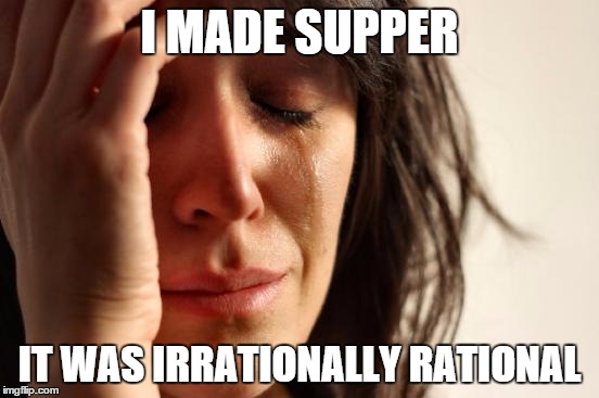 First World Problems Meme | I MADE SUPPER IT WAS IRRATIONALLY RATIONAL | image tagged in memes,first world problems | made w/ Imgflip meme maker