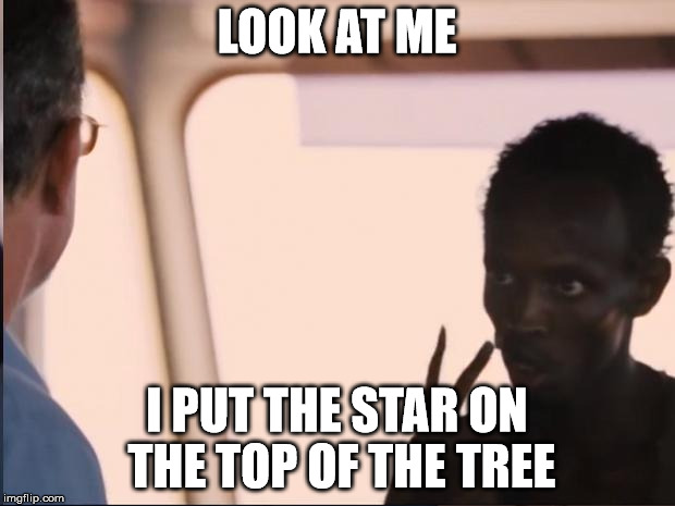 Look at me | LOOK AT ME I PUT THE STAR ON THE TOP OF THE TREE | image tagged in look at me | made w/ Imgflip meme maker