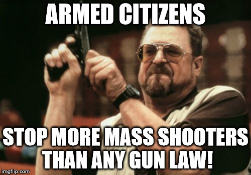 Am I The Only One Around Here | ARMED CITIZENS STOP MORE MASS SHOOTERS THAN ANY GUN LAW! | image tagged in memes,am i the only one around here | made w/ Imgflip meme maker