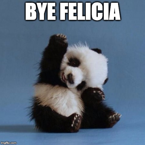 BYE FELICIA | image tagged in bye felicia,felicia,felicia panda,panda wave,panda,felecia | made w/ Imgflip meme maker