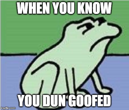 WHEN YOU KNOW YOU DUN GOOFED | image tagged in when you know | made w/ Imgflip meme maker