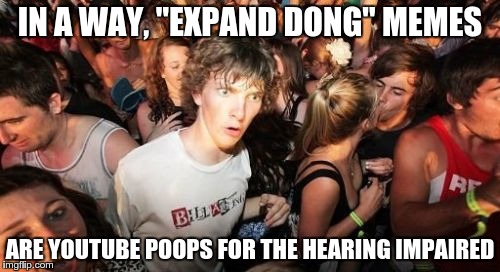 Sudden Clarity Clarence | IN A WAY, "EXPAND DONG" MEMES ARE YOUTUBE POOPS FOR THE HEARING IMPAIRED | image tagged in memes,sudden clarity clarence | made w/ Imgflip meme maker