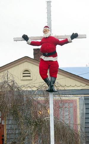 High Quality santa nailed to a cross Blank Meme Template