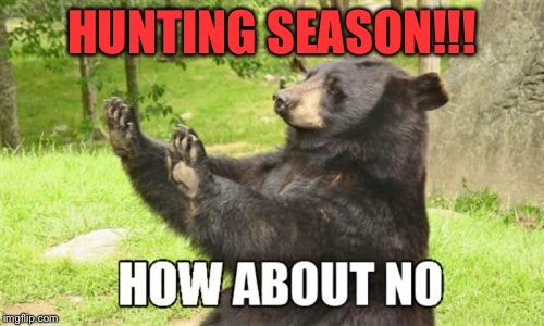 How About No Bear Meme | HUNTING SEASON!!! | image tagged in memes,how about no bear | made w/ Imgflip meme maker