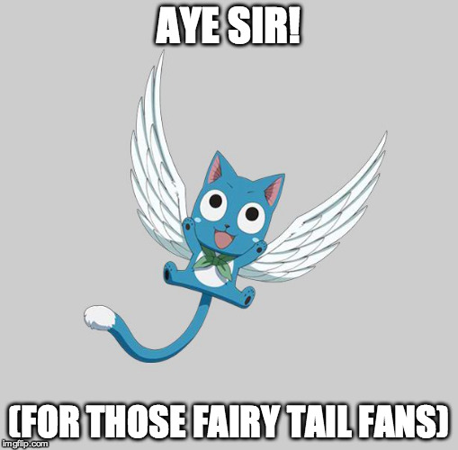 AYE SIR! (FOR THOSE FAIRY TAIL FANS) | image tagged in happy fairy tail | made w/ Imgflip meme maker