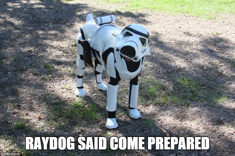 RAYDOG SAID COME PREPARED | image tagged in star wars,stormtrooper,memes | made w/ Imgflip meme maker
