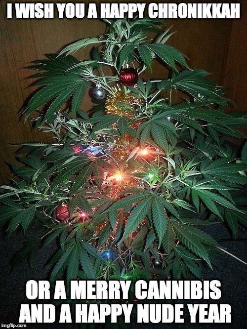 Holiday Tree | I WISH YOU A HAPPY CHRONIKKAH OR A MERRY CANNIBIS AND A HAPPY NUDE YEAR | image tagged in funny,merry christmas,hanukkah,happy holidays,marijuana | made w/ Imgflip meme maker
