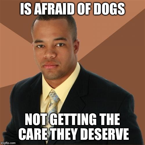 Successful Black Man | IS AFRAID OF DOGS NOT GETTING THE CARE THEY DESERVE | image tagged in memes,successful black man | made w/ Imgflip meme maker