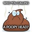 Lets see how many of you notice. ;) | WHO YOU CALLING A POOPY HEAD? | image tagged in memes | made w/ Imgflip meme maker