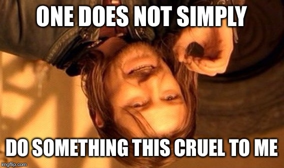 One Does Not Simply | ONE DOES NOT SIMPLY DO SOMETHING THIS CRUEL TO ME | image tagged in memes,one does not simply | made w/ Imgflip meme maker