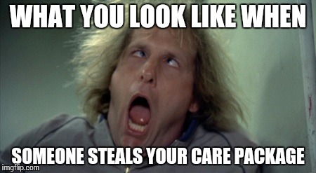 Scary Harry | WHAT YOU LOOK LIKE WHEN SOMEONE STEALS YOUR CARE PACKAGE | image tagged in memes,scary harry | made w/ Imgflip meme maker