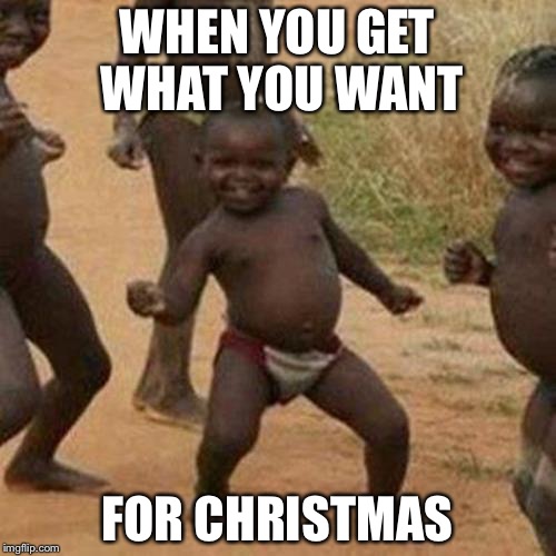 Third World Success Kid | WHEN YOU GET WHAT YOU WANT FOR CHRISTMAS | image tagged in memes,third world success kid | made w/ Imgflip meme maker