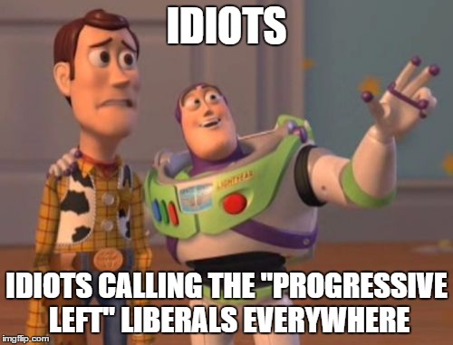 X, X Everywhere Meme | IDIOTS IDIOTS CALLING THE "PROGRESSIVE LEFT" LIBERALS EVERYWHERE | image tagged in memes,x x everywhere | made w/ Imgflip meme maker