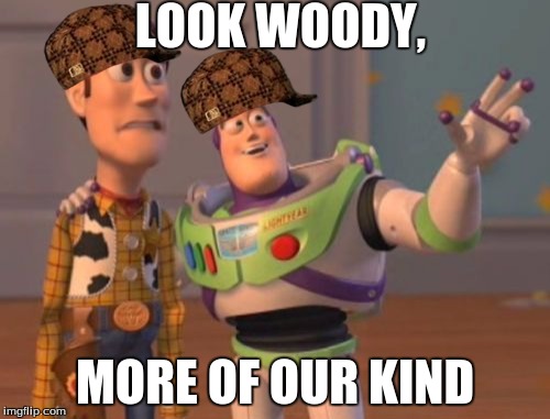 X, X Everywhere | LOOK WOODY, MORE OF OUR KIND | image tagged in memes,x x everywhere,scumbag | made w/ Imgflip meme maker