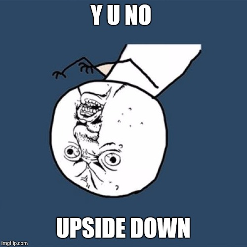 Y U No Meme | Y U NO UPSIDE DOWN | image tagged in memes,y u no | made w/ Imgflip meme maker
