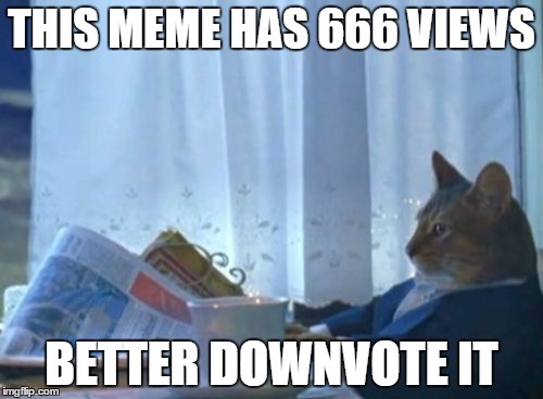 I Should Buy A Boat Cat Meme | THIS MEME HAS 666 VIEWS BETTER DOWNVOTE IT | image tagged in memes,i should buy a boat cat | made w/ Imgflip meme maker