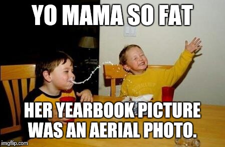 yo mama so fat | YO MAMA SO FAT HER YEARBOOK PICTURE WAS AN AERIAL PHOTO. | image tagged in yo mama so fat | made w/ Imgflip meme maker