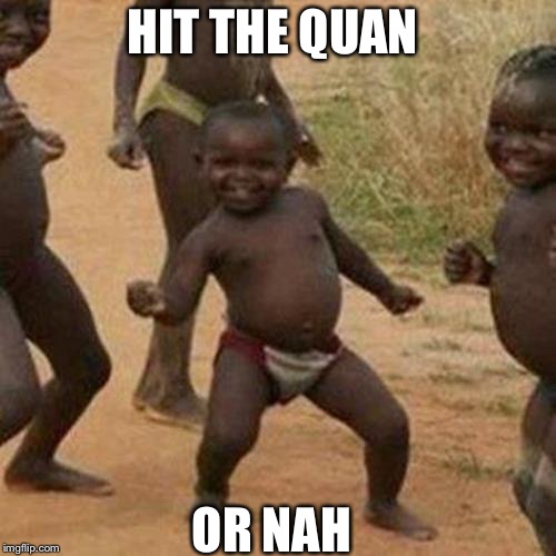 Third World Success Kid | HIT THE QUAN OR NAH | image tagged in memes,third world success kid | made w/ Imgflip meme maker