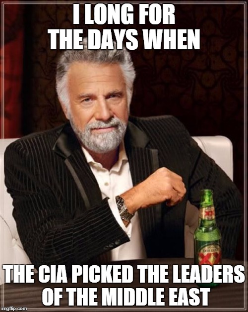 The Most Interesting Man In The World | I LONG FOR THE DAYS WHEN THE CIA PICKED THE LEADERS OF THE MIDDLE EAST | image tagged in memes,the most interesting man in the world | made w/ Imgflip meme maker