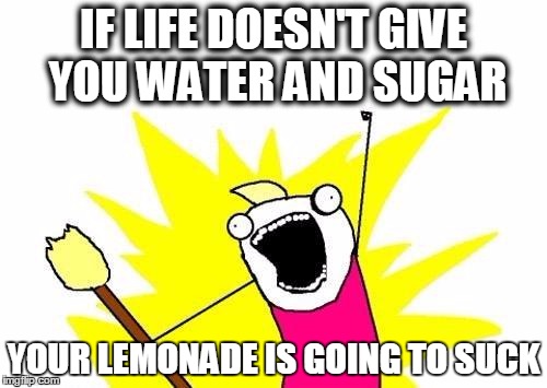 X All The Y | IF LIFE DOESN'T GIVE YOU WATER AND SUGAR YOUR LEMONADE IS GOING TO SUCK | image tagged in memes,x all the y | made w/ Imgflip meme maker