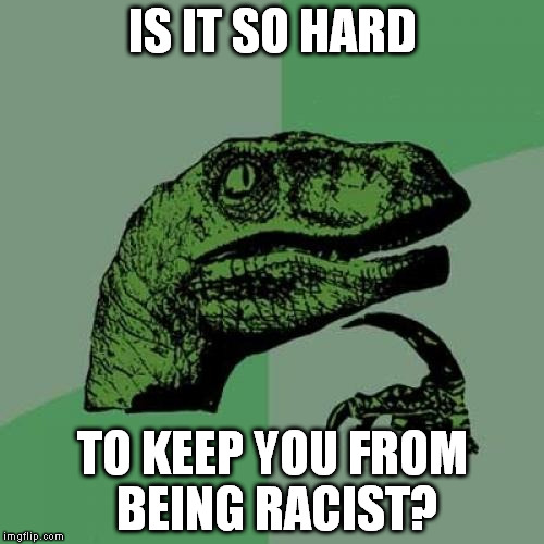 If we all can play football, i don't care as long as you pass the ball | IS IT SO HARD TO KEEP YOU FROM BEING RACIST? | image tagged in memes,philosoraptor | made w/ Imgflip meme maker