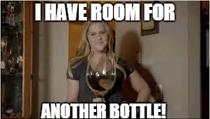 big glass of wine | I HAVE ROOM FOR ANOTHER BOTTLE! | image tagged in big glass of wine | made w/ Imgflip meme maker