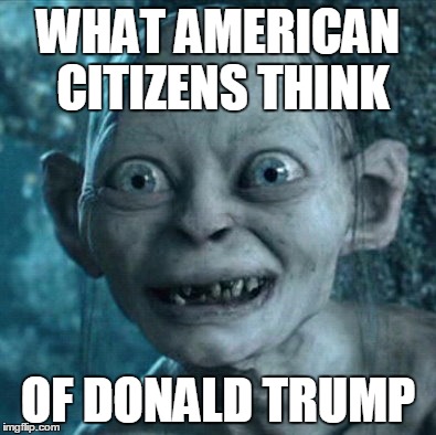 Gollum | WHAT AMERICAN CITIZENS THINK OF DONALD TRUMP | image tagged in memes,gollum | made w/ Imgflip meme maker