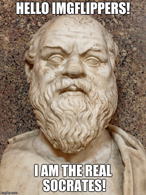 The real socrates | HELLO IMGFLIPPERS! I AM THE REAL SOCRATES! | image tagged in the real socrates,socrates,memes | made w/ Imgflip meme maker