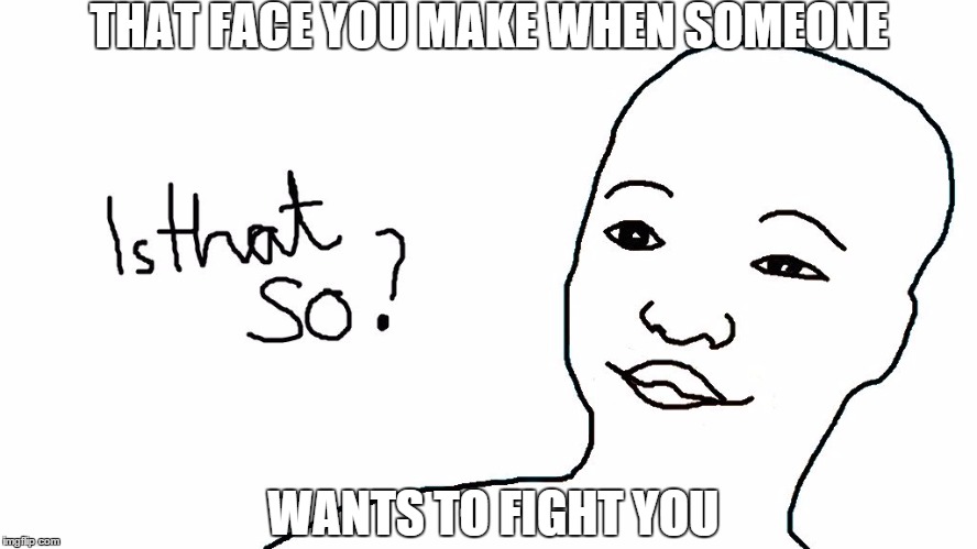 I think that maybe with a few adjustments that this face could be Meme Worthy | THAT FACE YOU MAKE WHEN SOMEONE WANTS TO FIGHT YOU | image tagged in isthatso,memeworthy,meme | made w/ Imgflip meme maker