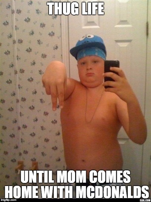 thug life | THUG LIFE UNTIL MOM COMES HOME WITH MCDONALDS | image tagged in thug life | made w/ Imgflip meme maker