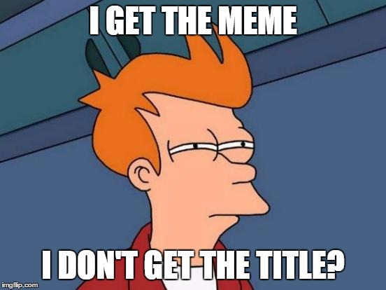 Futurama Fry Meme | I GET THE MEME I DON'T GET THE TITLE? | image tagged in memes,futurama fry | made w/ Imgflip meme maker