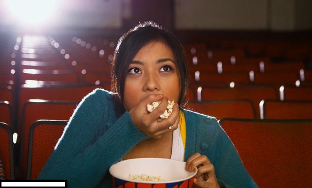 Girl eating popcorn Blank Meme Template